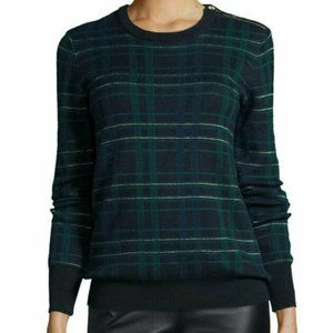Equipment Ondine Wool Crew Neck Plaid Sweater M